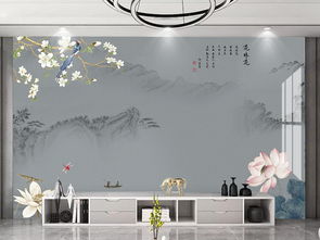 中式精品山水無框畫 高清荷花主題電視背景墻設(shè)計